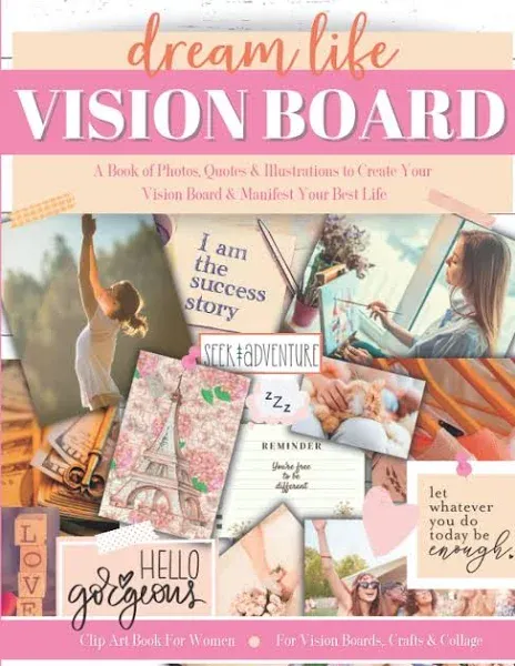 Vision Board Book: Clip Art for Women & Teen Girls with Photos Quotes ...