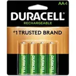 Duracell Batteries, Rechargeable, AA, NiMH, 1.2V, 4 Pack - 4 batteries