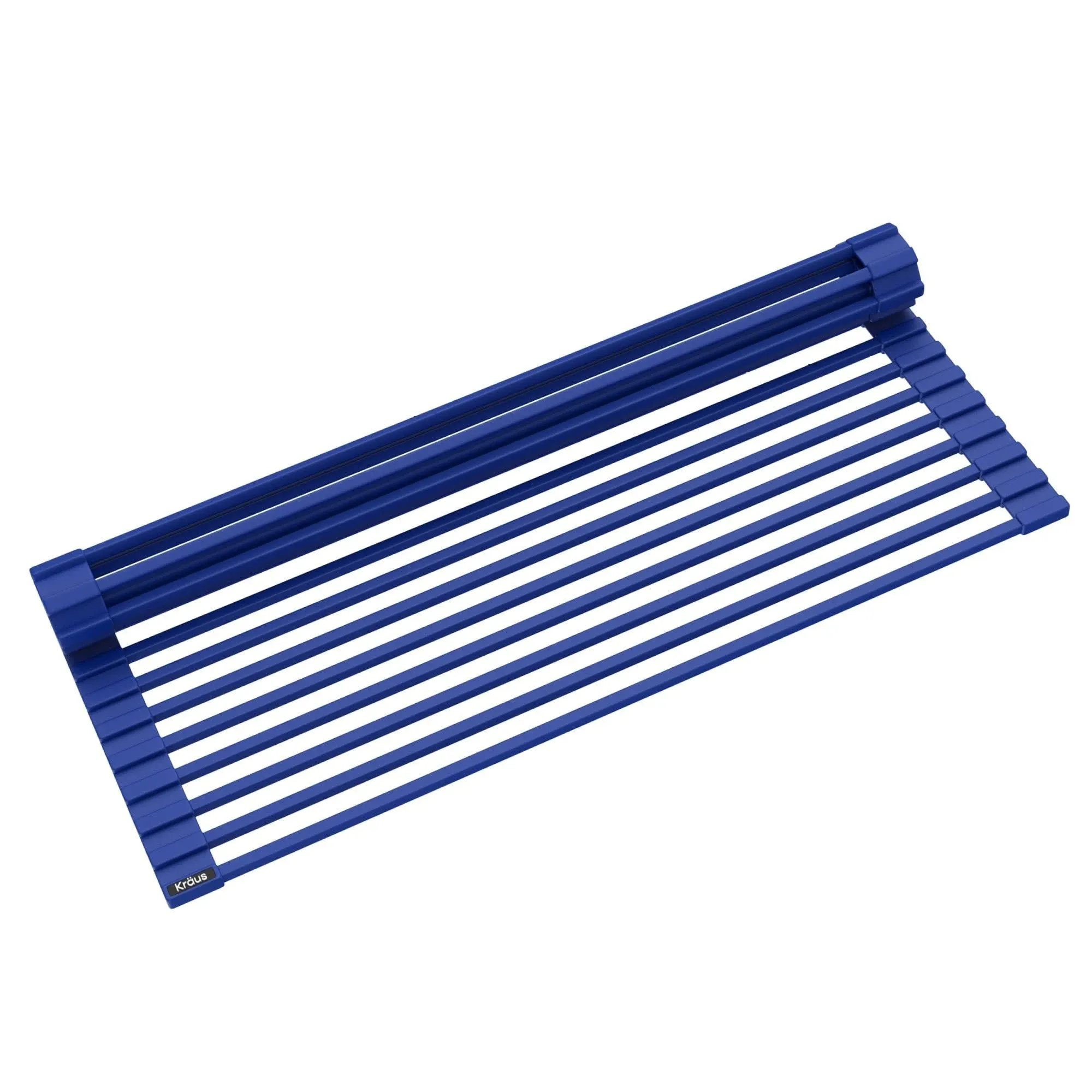 KRAUS Multipurpose Over-Sink Roll-Up Dish Drying Rack, Colander and Trivet in Dark Blue, KRM-10DB