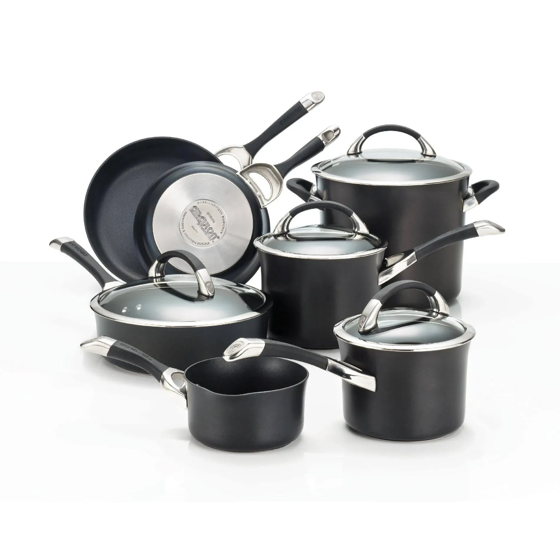 Circulon Symmetry Hard Anodized Nonstick 11-Piece Cookware Set, Black