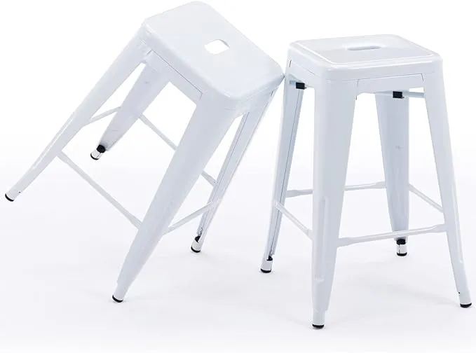 Vogue Furniture Direct 24&#034; High Bar Stools Backless White Metal Barstools Height