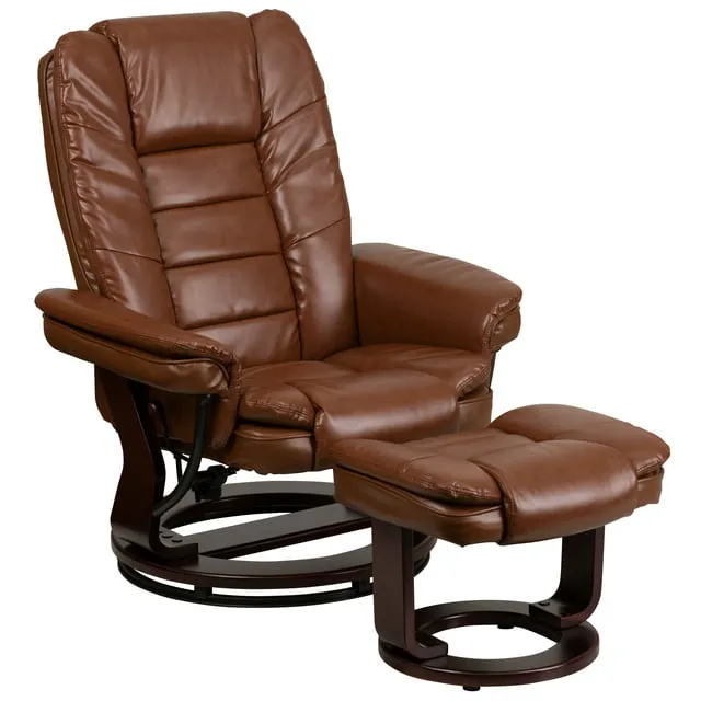 Flash Furniture Contemporary Leather Recliner and Ottoman, Black