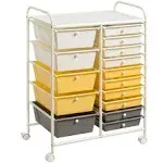 Costway 15 Drawer Rolling Storage Cart Tools Scrapbook Paper Office School Organizer