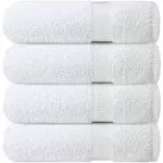 Infinitee Xclusives Luxury 100% Ring-Spun Cotton Bath Towels Set of 4 (27x54 inches) – Soft, Absorbent & Quick-Drying Towels for Bathroom, Gym, Spa & Hotel Use (Brilliant White)