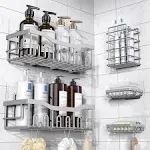 EUDELE Shower Caddy 5 Pack,Adhesive Shower Organizer for Bathroom Storage&Home Decor&Kitchen,No Drilling,Large Capacity,Rustproof Stainless Steel