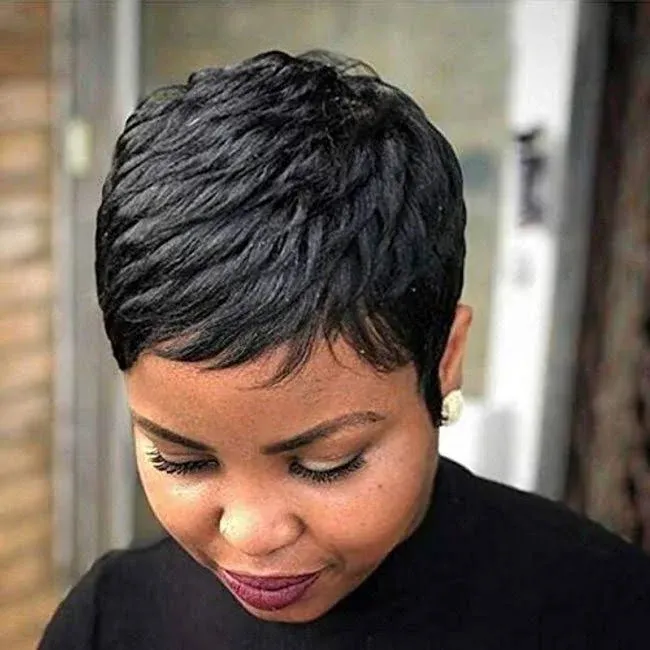 Synthetic Short Black Pixie Wig