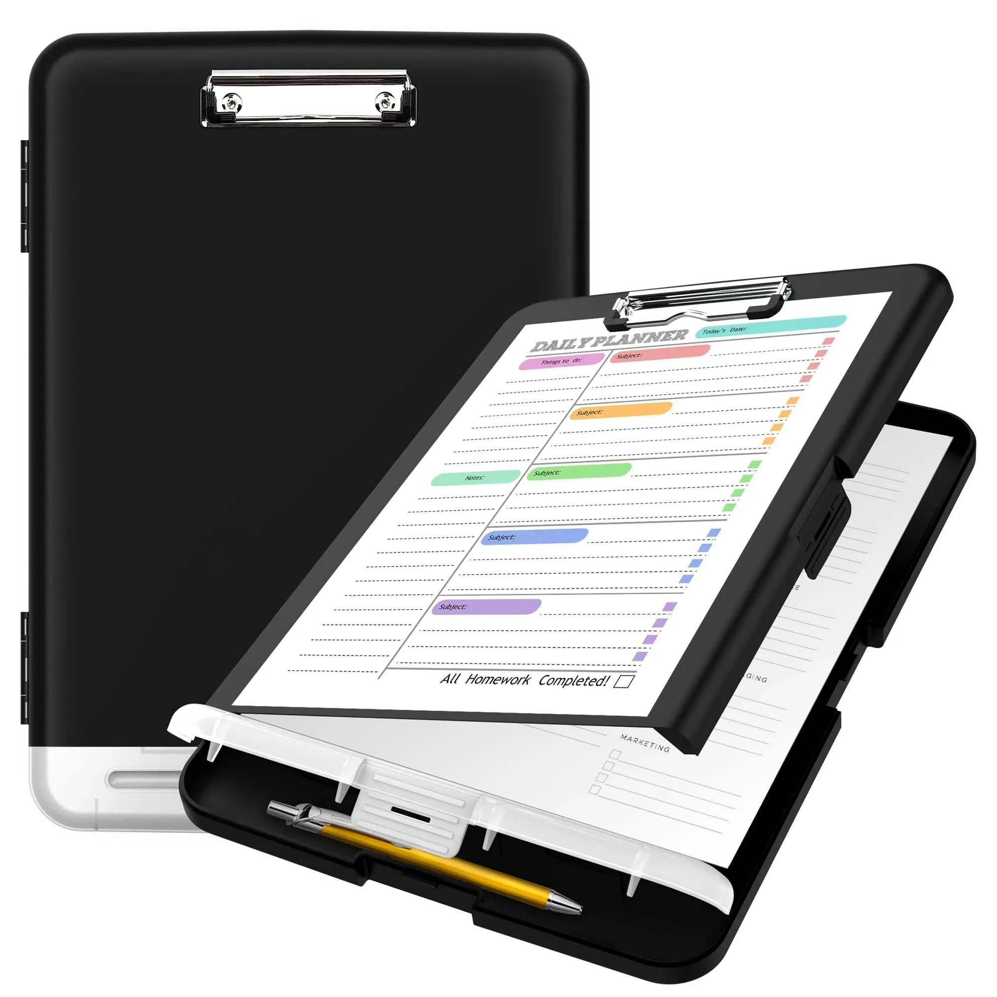 Sooez Clipboard with Storage, High Capacity Nursing Clipboards A - Black 