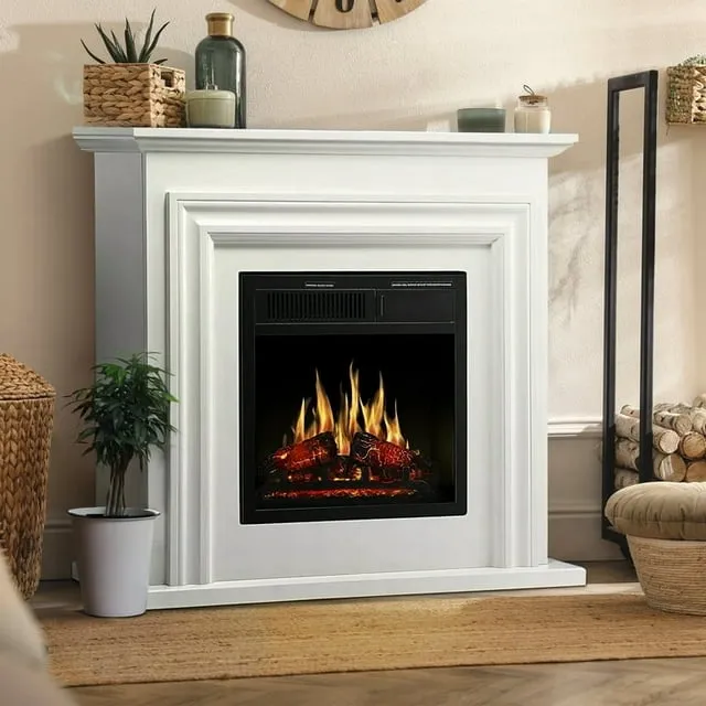 Kissair Electric Fireplace Mantel Wood Surround Firebox Freestanding Corner ...