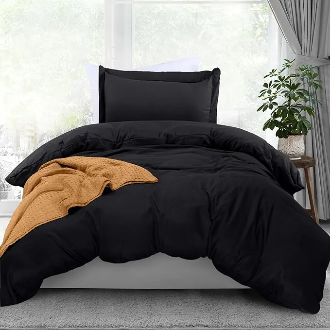 Utopia Bedding Duvet Cover Twin Size Set - 1 Duvet Cover with 1 Pillow Sham - 2 Pieces Comforter Cover with Zipper Closure - Ultra Soft Brushed Microfiber, 68 X 90 Inches (Twin/Twin XL, Black)Utopia Bedding Duvet Cover Twin Size Set - 1 Duvet Cover with 