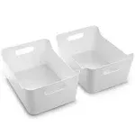 Bino | Large White Plastic Storage Bins, 2 Pack | The Soho Collection | Pantry