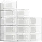 See Spring Large 12 Pack Shoe Storage Box, Clear Plastic Stackable Shoe Organizer ...