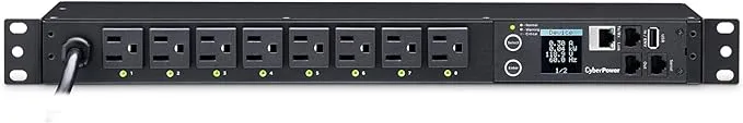 CyberPower PDU41001 Switched PDU, 100-120V/15A (Derated to 12A), 8 Outlets, 1U Rackmount