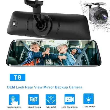 9.35''1080P OEM Rear View Mirror Camera: Recording Wide View Back Up Camera for Cars, Smart Full Touch Screen Stream Media Backup Camera with Super Night Vision for Trucks,Vans, SUVS (AUTO-VOX T9)