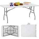 FDW Folding Half Portable Foldable Table for Parties and Backyard Events