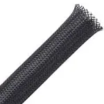 100ft - 1/2 inch Flexo PET Expandable Braided Sleeving Black, Size: One size