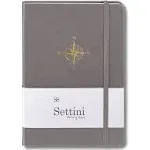 SETTINI® Lined Journal - Journaling Notebook for Women and Men - A5 Premium Cute Journal for Writing, 192 Pages, 80 gsm paper - Hardcover Vegan Leather- Grey Compass