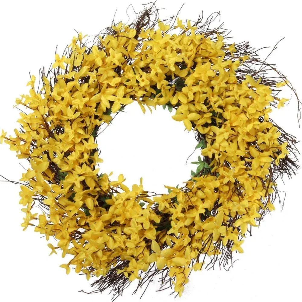 Floral Home Yellow Forsythia Wreath 1pc