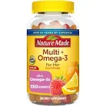 Nature Made Multi for Her Omega-3 Lemon Orange & Strawberry Gummies 150 Count