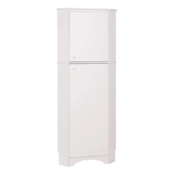 Prepac Elite Functional 2-Door Corner Storage Cabinet with Shelves, Simplistic Tall Corner Shop Cabinet 18.75" D x 29.25" W x 72" H, White, WSCC-0605-1