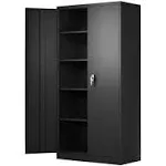 Metal Storage Cabinet, 72&#039; Locking Metal Cabinet with 4 Adjustable Shelves