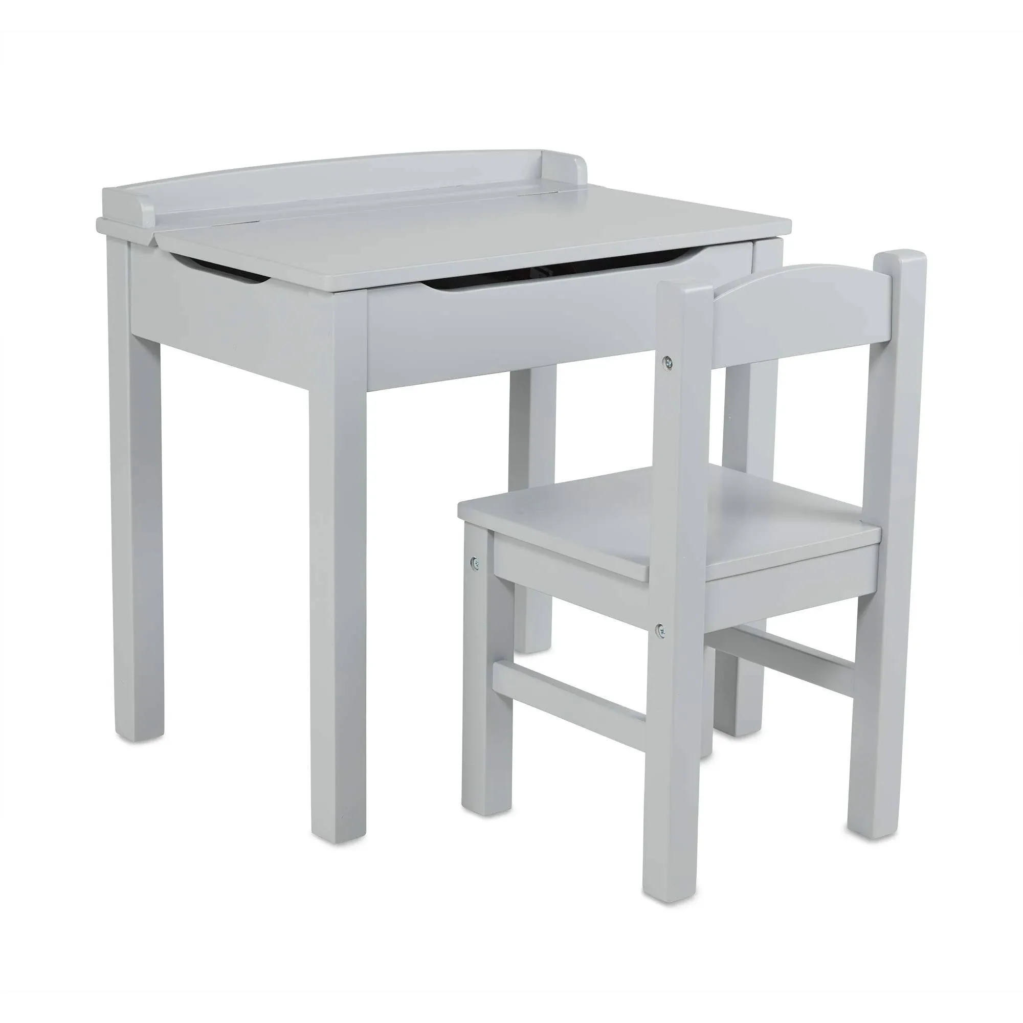 Melissa & Doug Wooden Lift-Top Desk & Chair - Gray , Grey