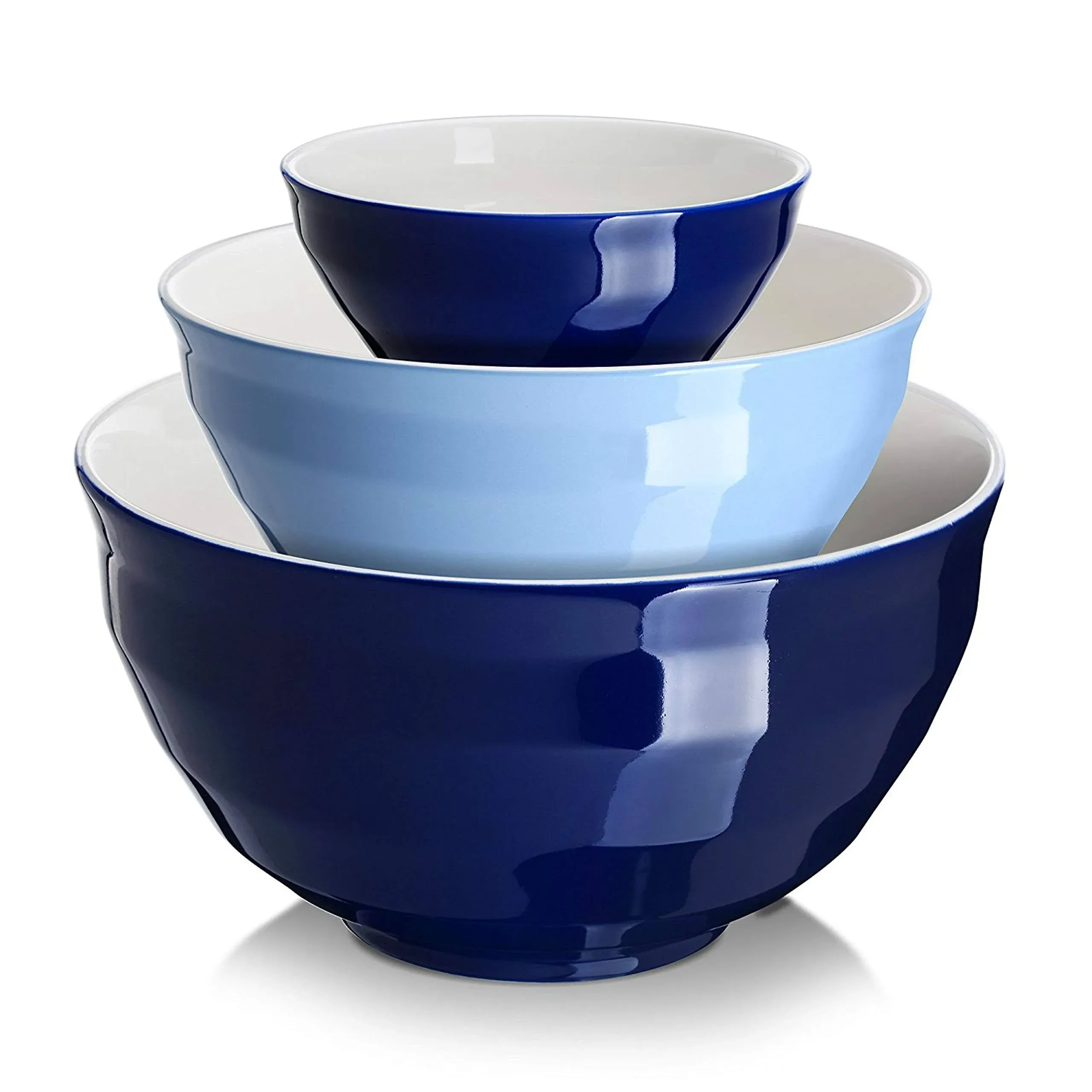 DOWAN Ceramic Mixing Bowls Set of 3 Nesting Bowls for Space-Saving Storage