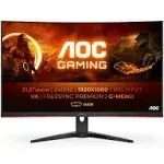 AOC C32G2ZE 32" Curved Frameless Gaming Monitor, Full HD 1920x1080, VA, 0.5ms 240Hz, AMD FreeSync Premium, DP/HDMI/VGA, VESA, 3-3-1 Re-Spawn Program, Xbox PS5 Switch,Black