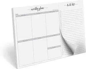 321Done Weekly Plan Checklist Notepad - 50 Sheets (8.5x11) Perforated To Do Memo Pad - Made in USA (With Headers)