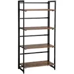 VASAGLE Industrial Bookshelf Folding Bookcase 4-Tier Ladder Shelf Wood Look Accent Furniture with Metal Frame for Home Office Sturdy and Stable Rustic