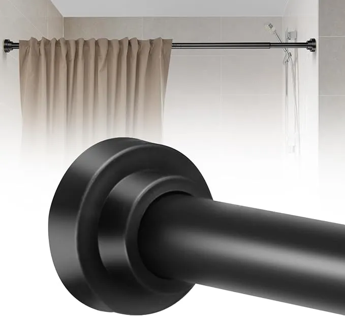 Shower Curtain Rod 31-80 in Adjustable Curtain Rod - Black