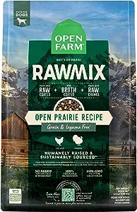 Open Farm RawMix Grain-Free Prairie Recipe for Dogs, Includes Kibble, Bone Broth, and Freeze Dried Raw, Inspired by The Wild, Humanely Raised Protein and Non-GMO Fruits and Veggies, 3.5 lb