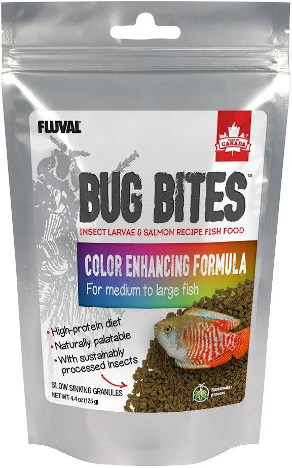 Fluval Bug Bites Color Enhancing Formula for Medium-Large Fish 26.4 oz (6 x 4.4 oz)