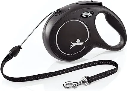 Flexi New Classic Retractable Leash, Medium, Cord, 26 Feet, Black