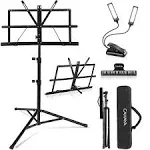 cahaya Dual-use Reinforced Folding Sheet Music Stand with Stand Light and Desktop Book Stand