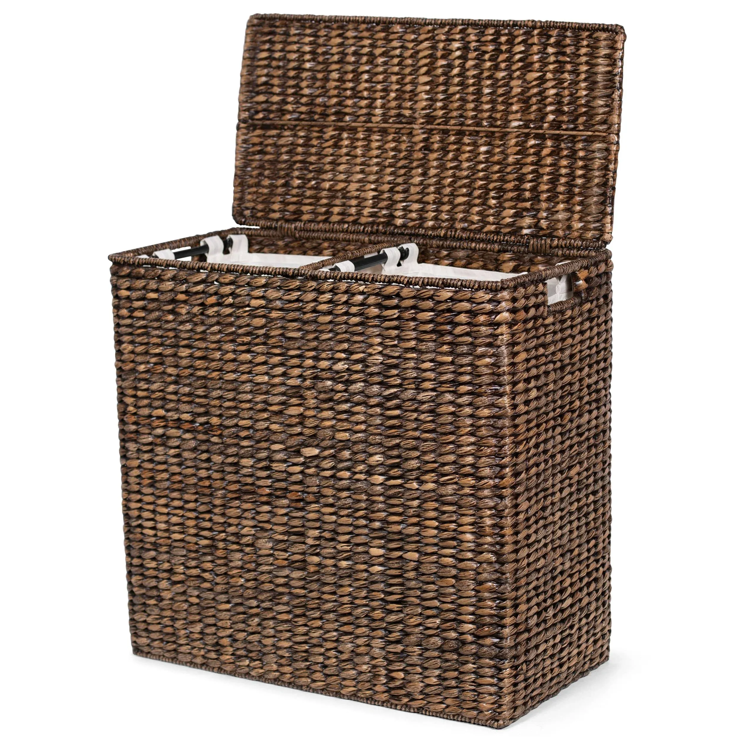 Birdrock Home Oversized Divided Hamper with Liners and Lid