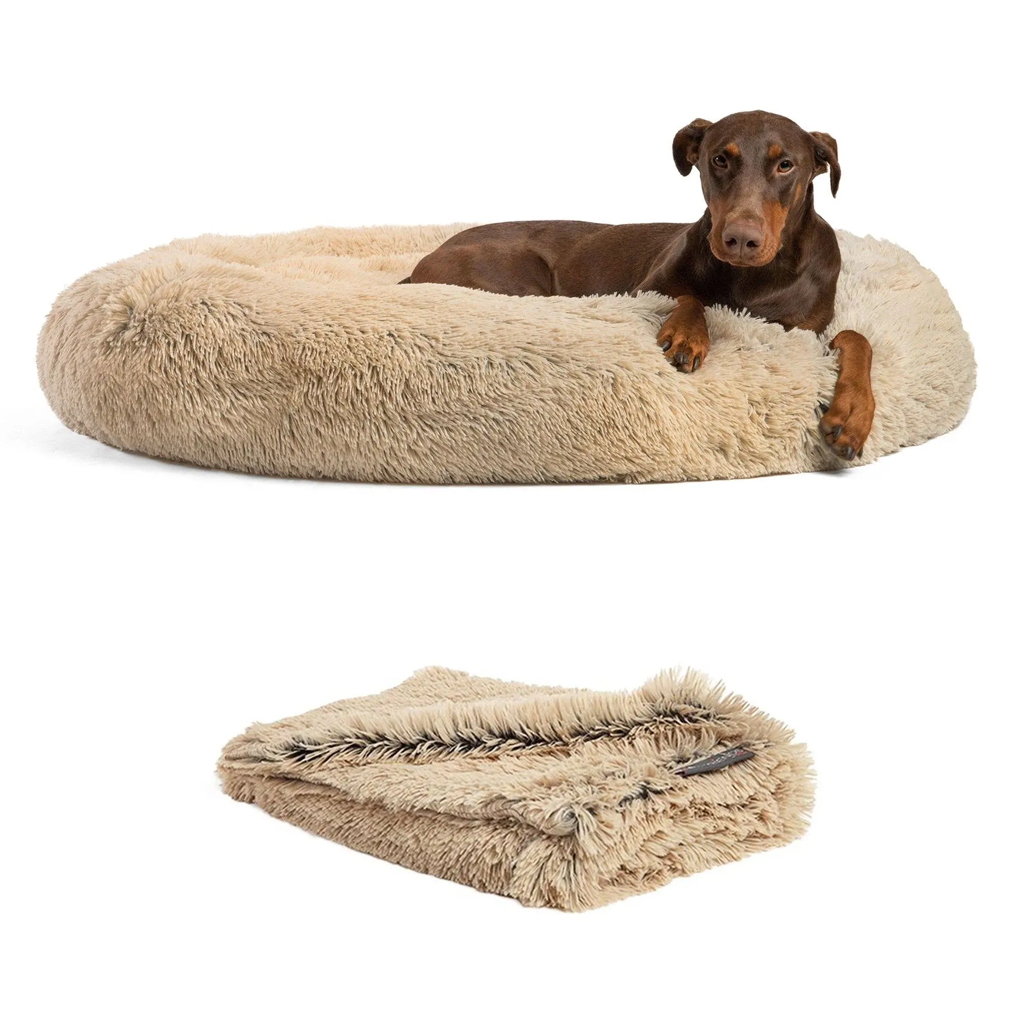 Best Friends by Sheri The Original Calming Donut Dog Bed & Throw Dog Blanket ...