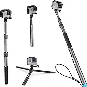 Smatree Carbon Fiber Selfie Stick with Tripod Extension Monopod Compatible with G*Pro 13/12/11/DJI OSMO Action 2/G*Pro 10/9/8/7/6/5/4/3 plus/3/2018/Fusion/AKASO/SJCAM SJ4000 Xiaomi Yi Cameras