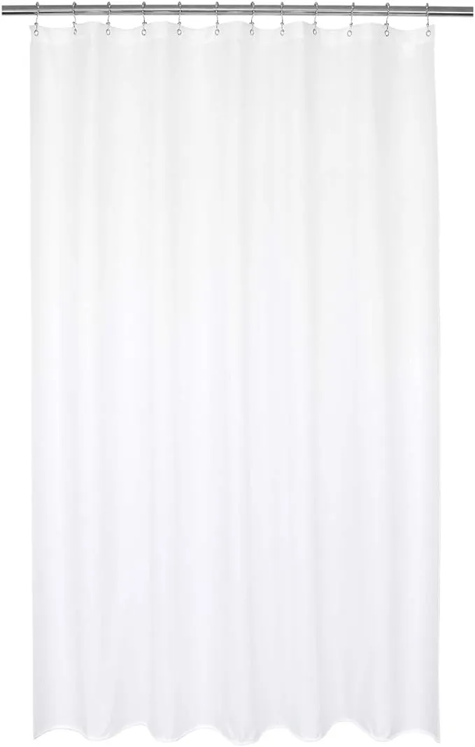 Ultimate Waterproof Long Fabric Shower Curtain or Liner 72x74, Breathable TPU & Machine Washable, Use for Bath Tub/Stall in Home and Hotel, White, 72"x74"