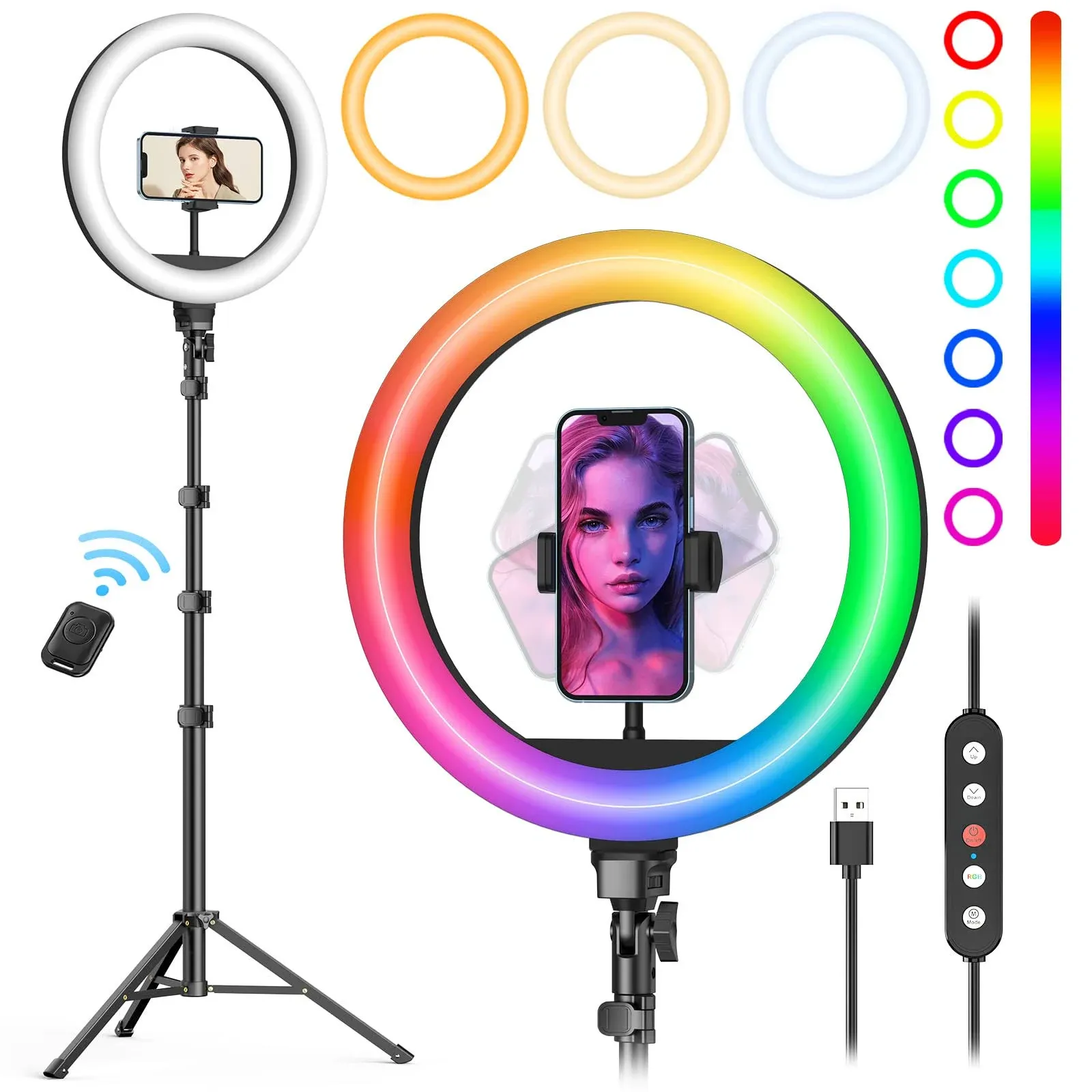 Weilisi 10" Selfie Ring Light with Tripod Stand 72'' Tall & Phone Holder