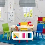 Delta Children Kids Colorful Table and Chair Set, Natural Primary