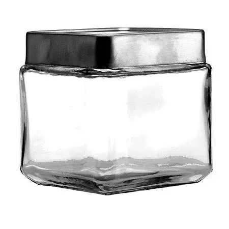 Anchor Hocking Clear Glass Stackable Square Jar, 1 Quart -- 6 per case.