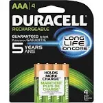 4 Duracell AAA Rechargeable NiMH Batteries (850 mAh, DX2400)