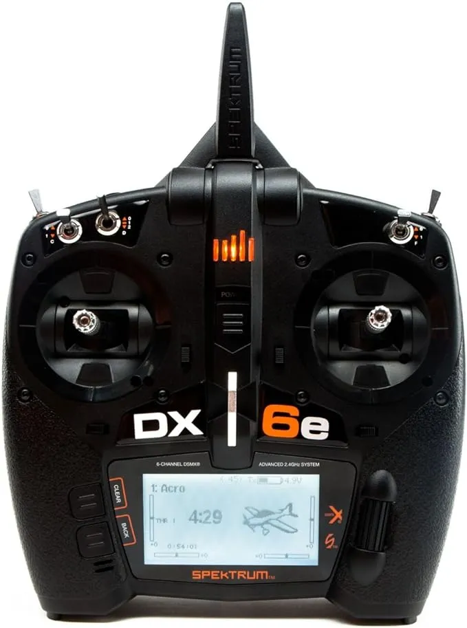 Spektrum DX6e 6-Channel DSMX 2.4GHz RC Radio Transmitter Only (No Receiver) with 250 Model Memory | Telemetry | Wireless Trainer Link, SPMR6655 , Black