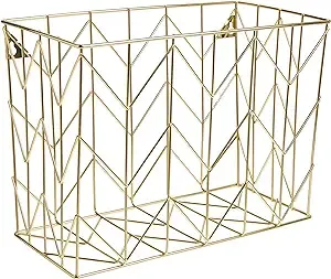 U Brands Hanging File Desk Organizer, Wire Metal, Gold - 894U02-06