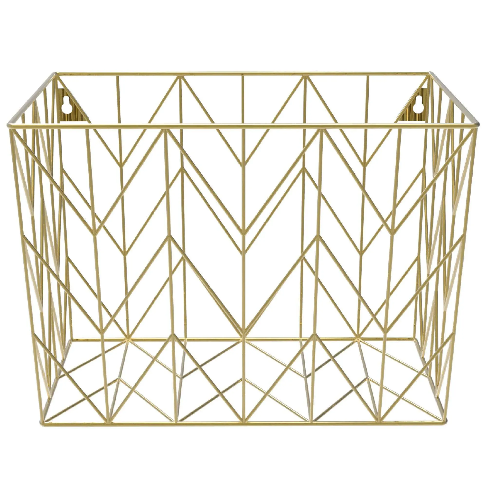 U Brands Hanging File Desk Organizer, Wire 9.37H x 12.2W x 6.85D inches, Gold 