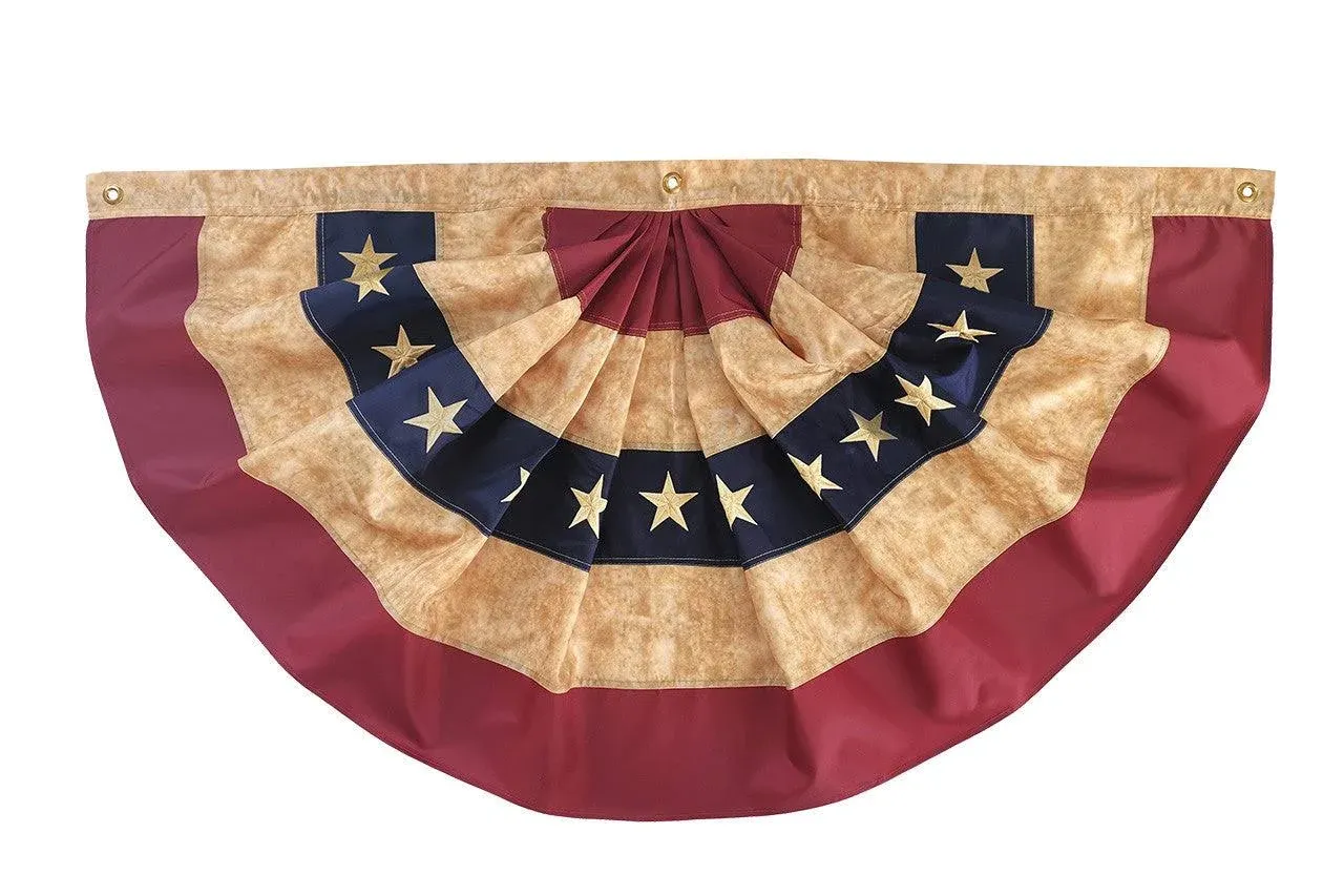 Tea Stained Patriotic Bunting USA 36" x 18" Briarwood Lane