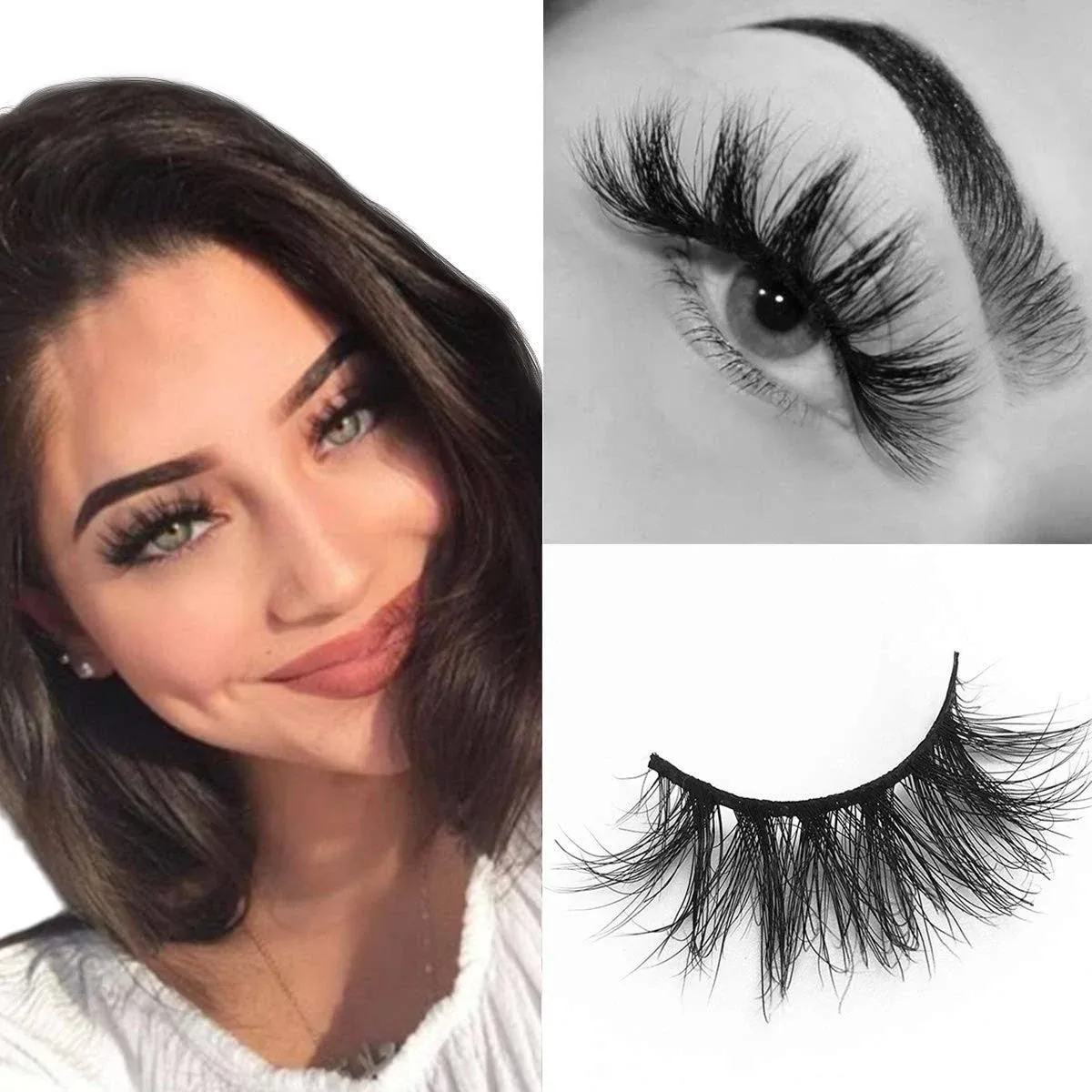 SWINGINGHAIR Mink Lashes, 3D Mink Eyelashes 19mm Natural False Eyelashes 1 Pair