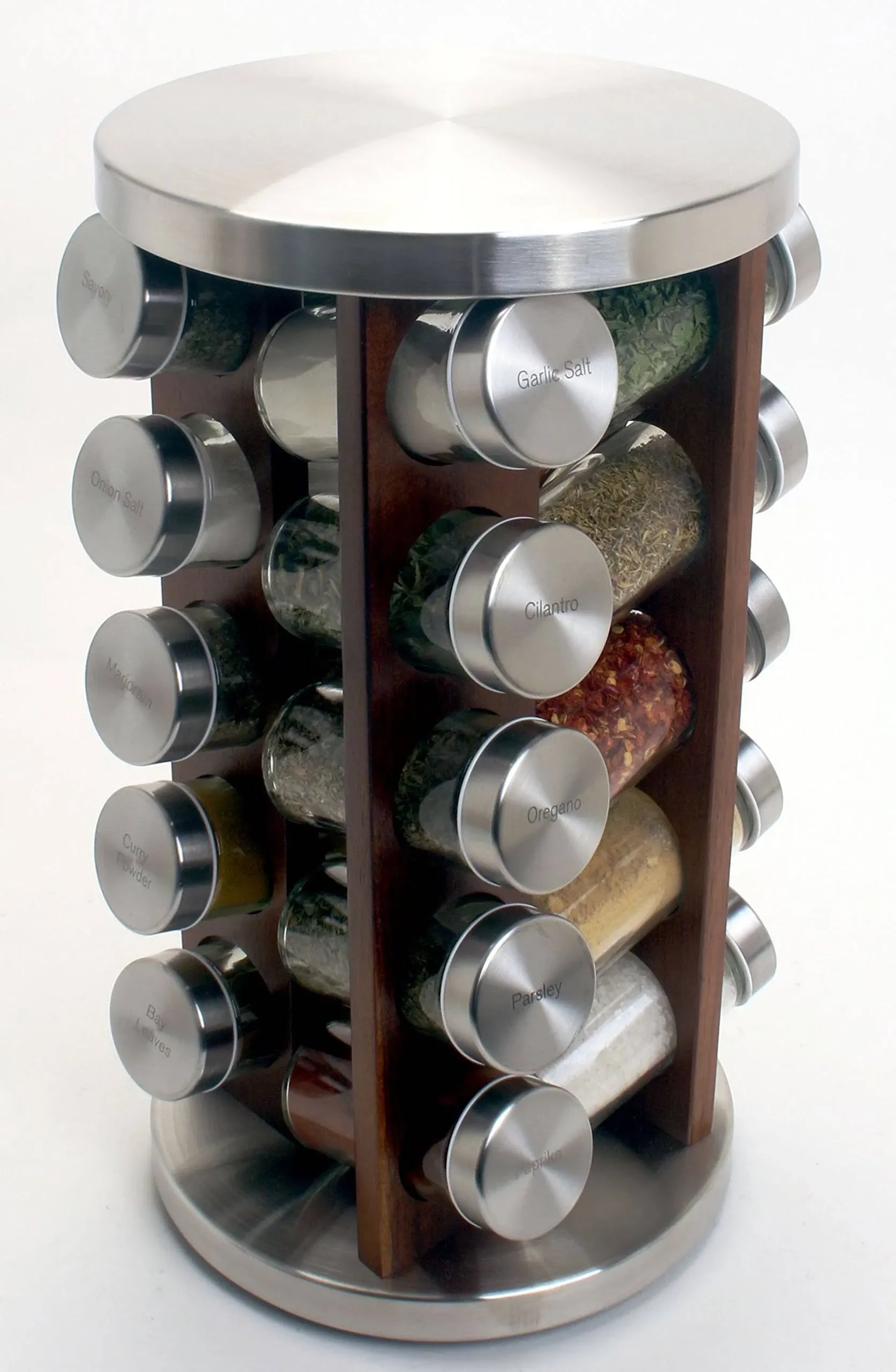 Orii 20 Jar Dark Acacia Wood Spice Rack with Spices Included - Rotating Tower ...