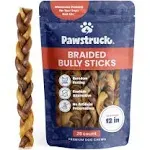 Pawstruck Natural 12" Braided Bully Sticks for Dogs - Grain-Free Single Ingredient Dental Chew Treat - 5 Count