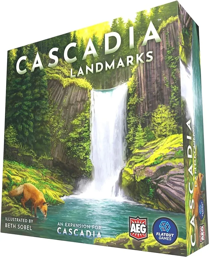 AEG: Cascadia Landmarks - Expansion, Puzzle & Tile Placement Board Game, Animal & Nature Themed, Alderac Entertainment Group, Flatout Games, Ages 10+, 1-6 Players, 30-45 Min